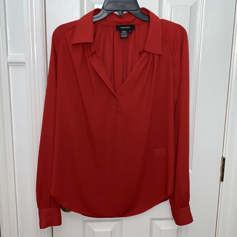Karen Kane Rusty Red Blouse Sz S